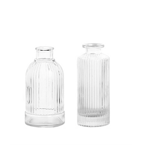 Small Glass Ribbed Bud Vases-Set of 2