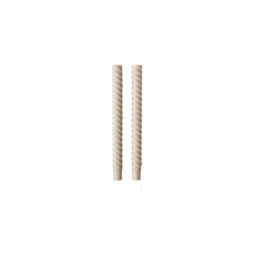 Grey Twisted Taper Candles - Set of 2