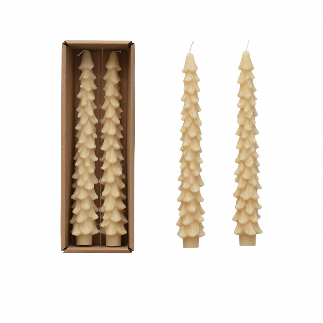 Unscented tree shaped taper candles (Set of 2)