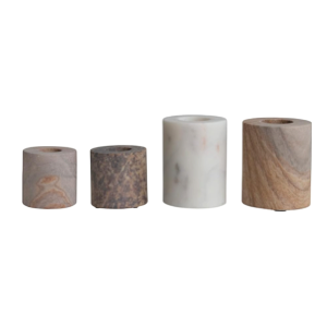 Stone Cylinder Candle Holders (Set of 4)