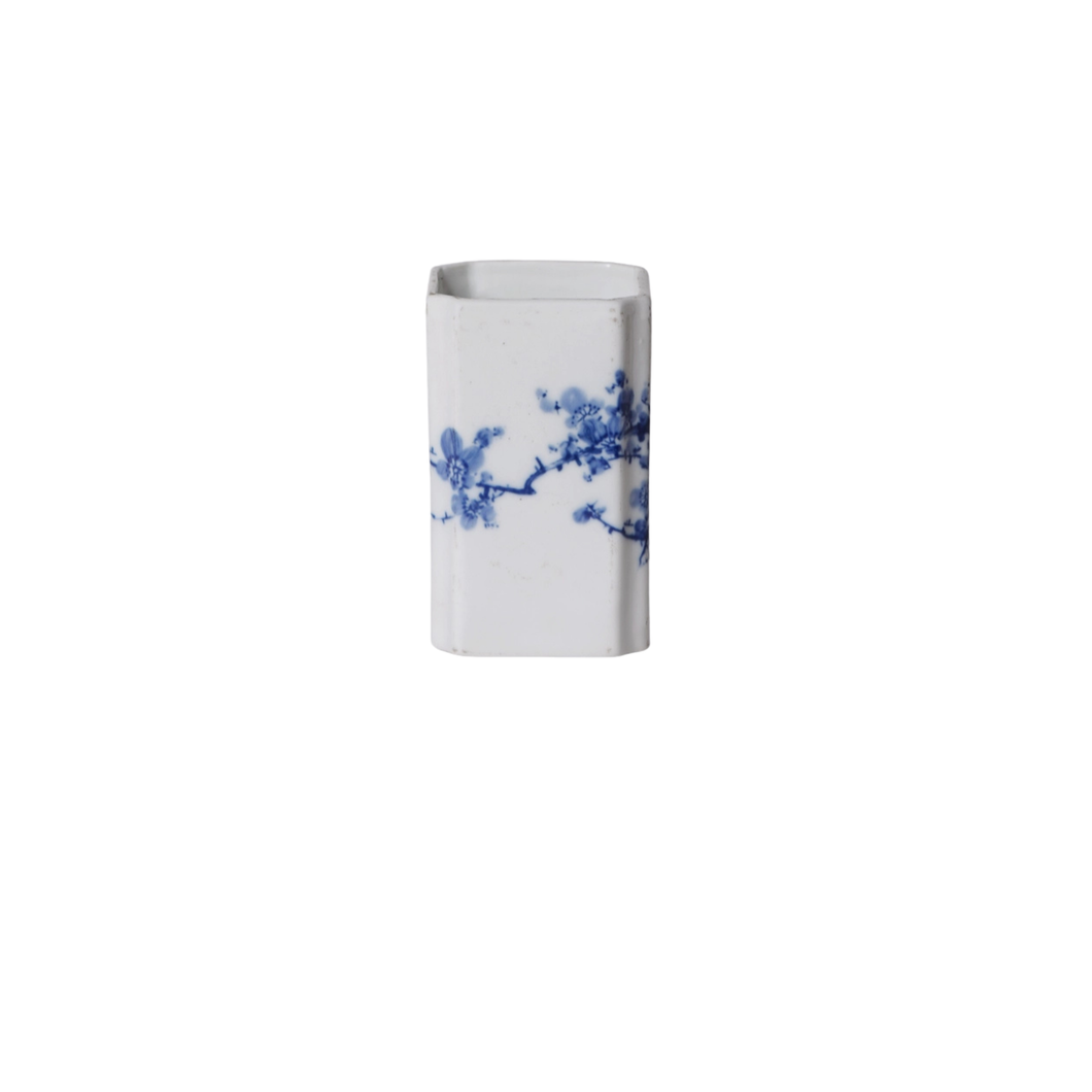 1920s Blue and White Porcelain Square Vase