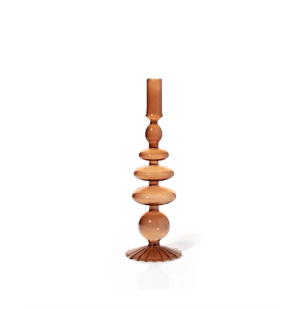 Taper Holder Colored Glass-Champagne