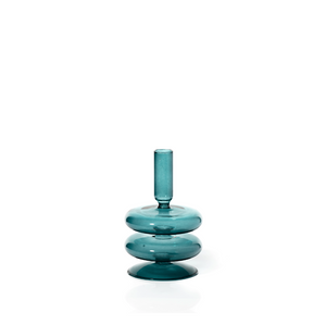 Taper Holder Colored Glass-Ocean Teal
