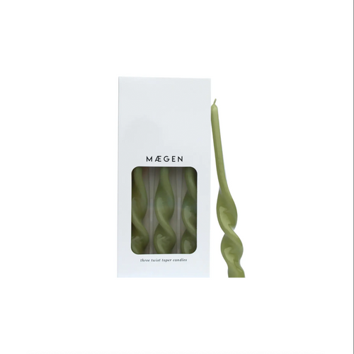 Twist Taper Candles-3 Pack Leaf Green