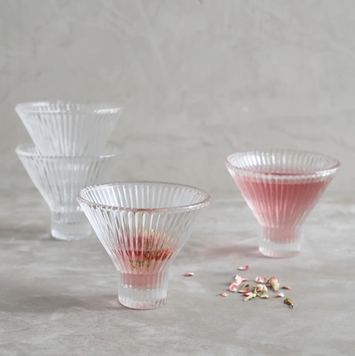 Pressed Clear Martini Glasses-Set of 4