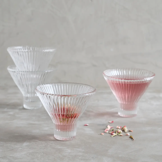 Pressed Clear Martini Glasses-Set of 4