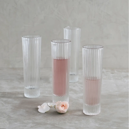 Pressed Clear Champagne Glasses-Set of 4