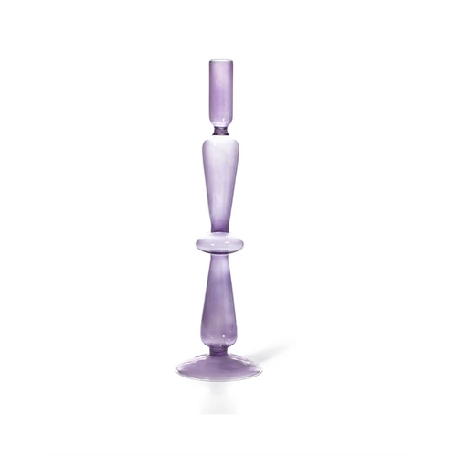 Taper Holder Colored Glass-Lilac