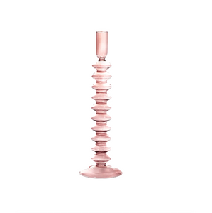 Taper Holder Colored Glass-Rose Quartz