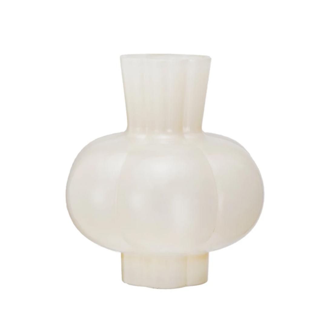 Glass Pleated Vase Opaque Yellow