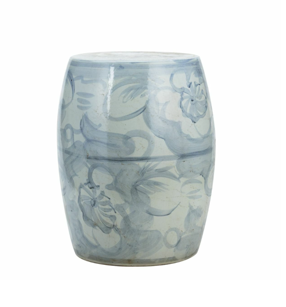 Blue and White Garden Stool Twist Flower