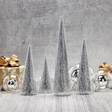 Small Glass Silver Glitter Christmas Tree