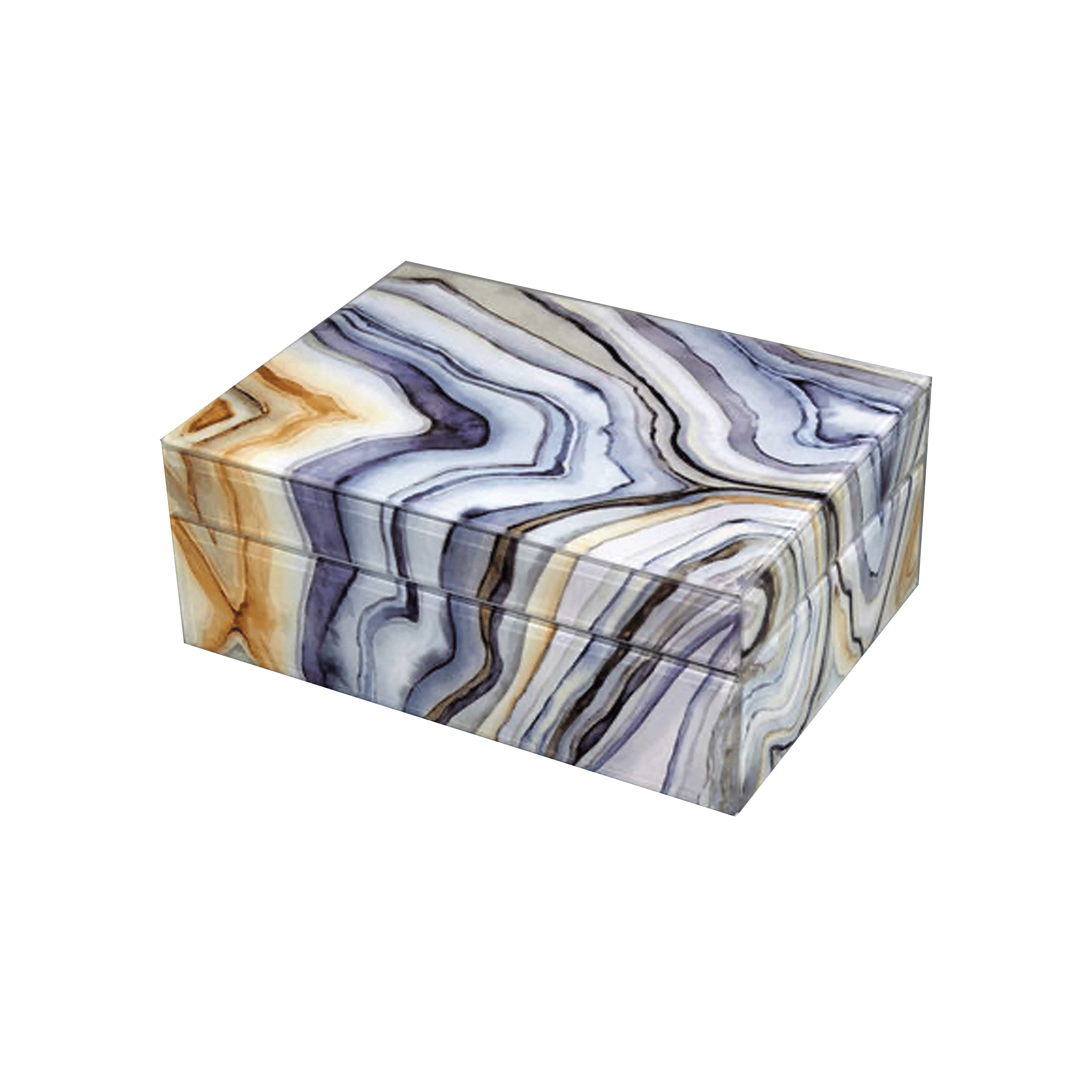 Blue Tissue Box, Marbled Paper Design