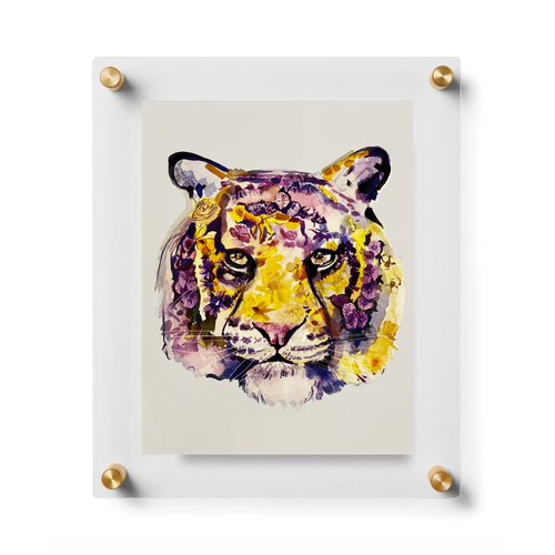 Acrylic Framed Watercolor Tiger Print