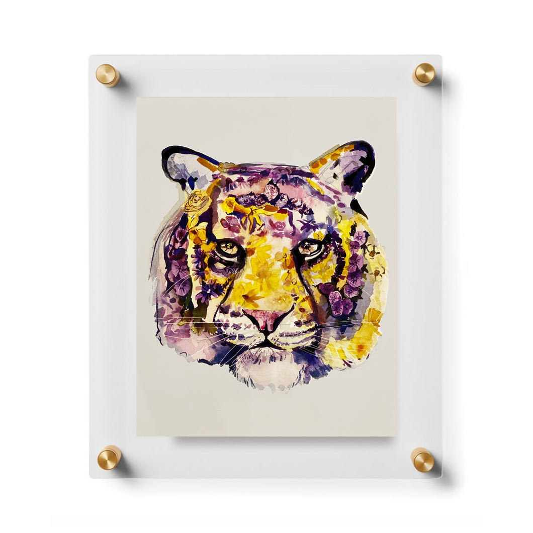 Acrylic Framed Watercolor Tiger Print