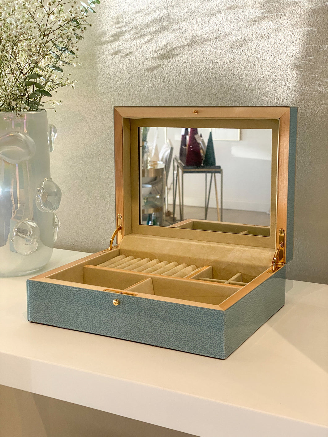 Blue Shagreen Jewelry Box