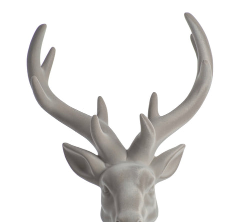 Flocked Cream Stag Head