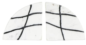 Bloomingville White and Black Marble Bookends