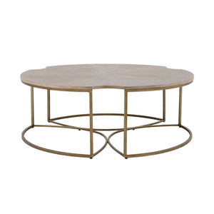 Wood/Gold Round Coffee Table